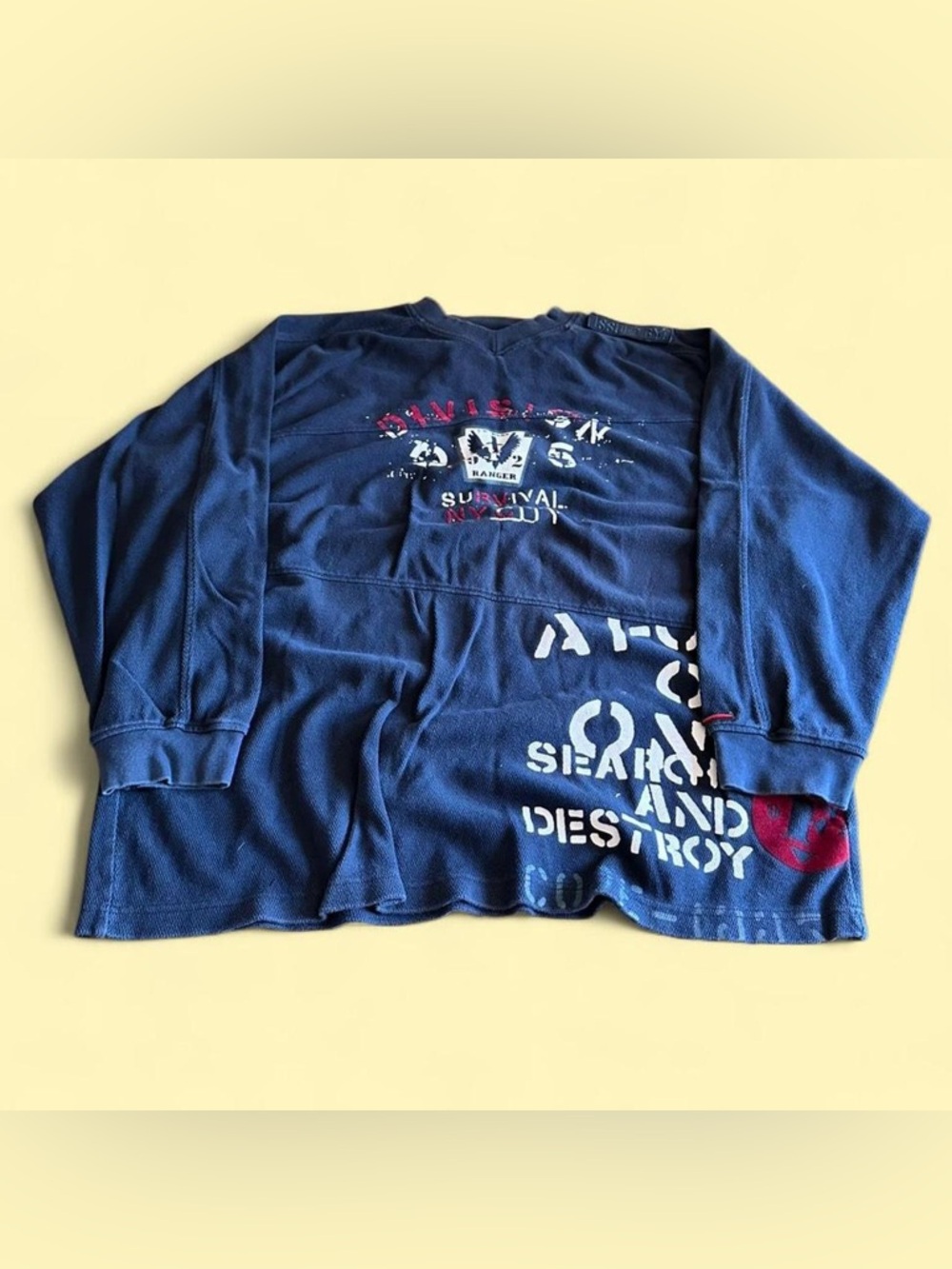 Vintage FUBU Y2K Graphic Sweatshirt Blue Red Men’s XL Streetwear Hip Hop